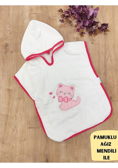 Bebek Bornoz Pareo Başlıklı %100 Pamuklu Bebek Havlu Hediyelik Yumuşacık Su Emici Nakışlı 1-3 Yaş 12 - 36 Ay