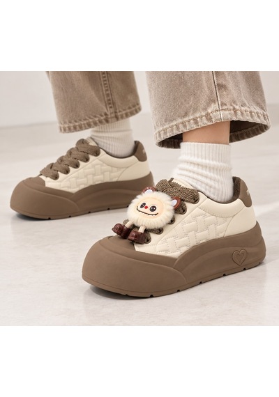Look Life Çıkartılabilir Tüylü Figür Detaylı Kalın Taban Kadın Sneaker Bej