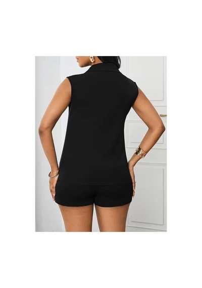 Butik İstanbul Kadın Kolsuz Yakalı Önden Düğmeli Dubai Bluz Ve Bağcıklı Kısa Şort Ikili Takım Siyah Butik İstanbul Kadın Kolsuz Yakalı Önden Düğmeli Dubai Bluz Ve Bağcıklı Kısa Şort Ikili Takım Siyah