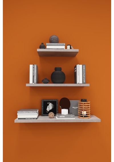 Asra Trend Modern 3'lü Uçan Raf Çok Amaçlı Duvar Rafı Organizer %100 Mdf Kitaplık Mutfak Banyo Rafı Drf05 Retro Taş