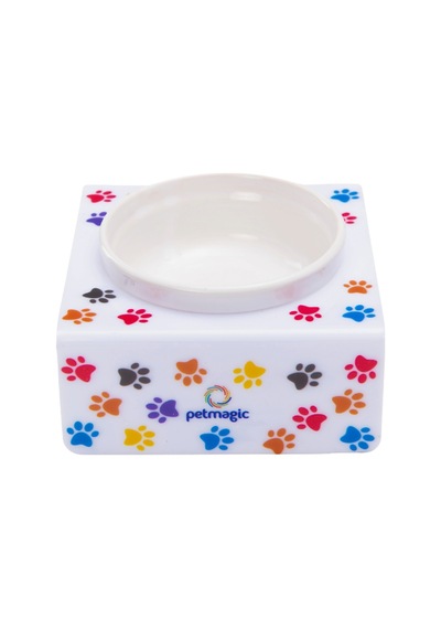 Petmagic Akrilik Beyaz Seramik Tekli Evcil Hayvan Kedi Ve Mini Irk Köpek Mama Kabı-beyaz Pati