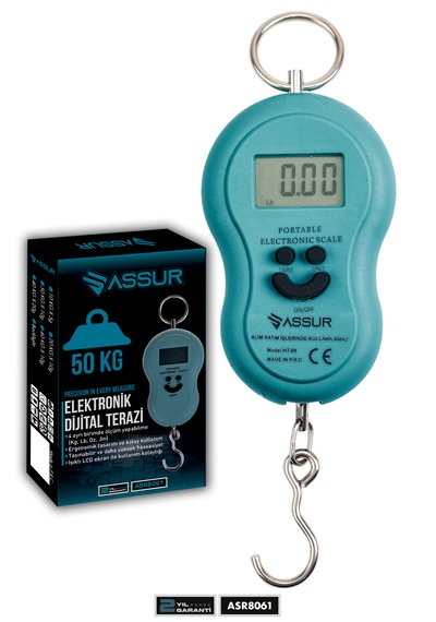 Assur Asr8061 Dijital El Terazisi 4 Ayrı Birim Hassas 50 Kg Kantar Terazi Mavi