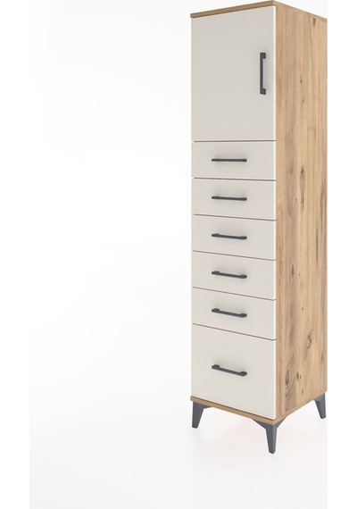 Hyperion Dolap Tek Raflı 6 Çekmeceli Tek Kapaklı 44x44x182 Çam-aytaşı Atlas Çam