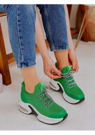 Erva'nın Butiği Çimen Yeşil Triko Jack Kadın Sneakers-3104 Haki Yeşil Triko