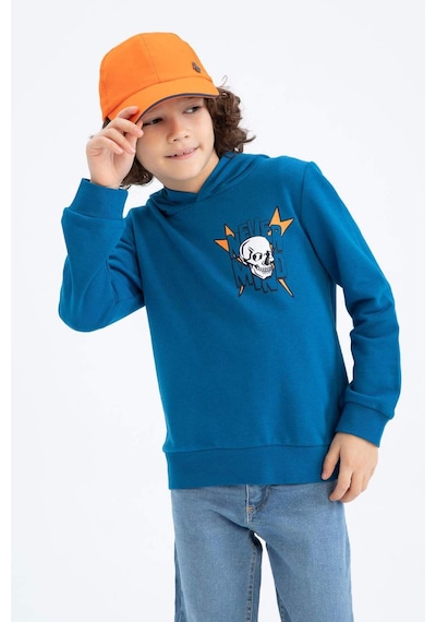 Defacto Erkek Çocuk Regular Fit Kapüşonlu Sweatshirt Z2840A623SPBE183 Mavi
