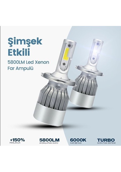 C9 ŞİMŞEK LED ZENON  (BEYAZ-H7)