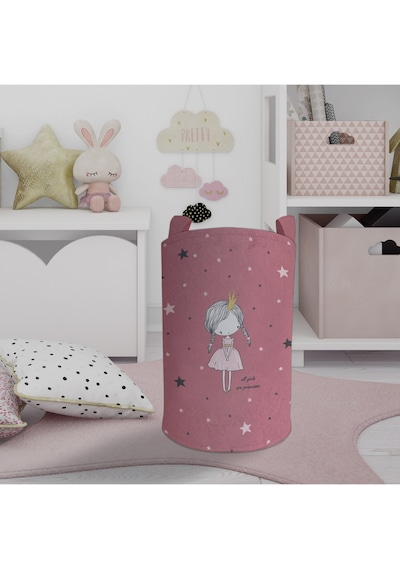 Mekta Home Bebek Ve Çocuk Odası Yıldızlı Prenses Desenli Oyuncak Sepeti Renkli Çok Renkli