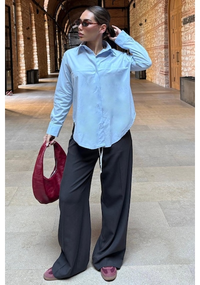 Madmext Acı Kahve Çift Bel Bantlı Wide Leg Kadın Pantolon Mg2551 Acı Kahverengi