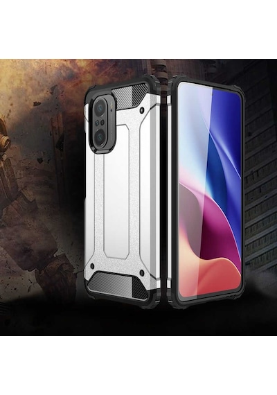 Noktaks - Xiaomi Uyumlu Xiaomi Mi 11i - Kılıf Çift Katman Zırh Tank Crash Military Kapak - Mavi