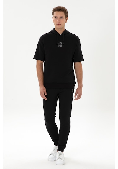 U.S. Polo Assn. Erkek Comfort Fit Kapüşonlu Kısa Kollu Siyah Sweatshirt 50320030-VR046