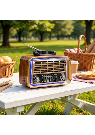 Rt-610 Nostaljik Güneş Panelli Radyo,ledli Trend Tasarım Bluetooth Nostalji Radyo