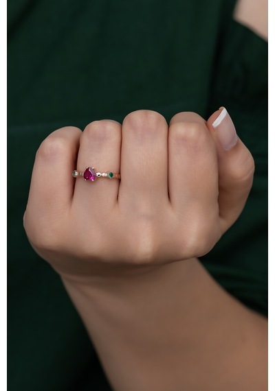 Gümüş Prenses Yüzük Rose Gold Kaplama 925 Ayar Gümüş Rose Gold (511779971)