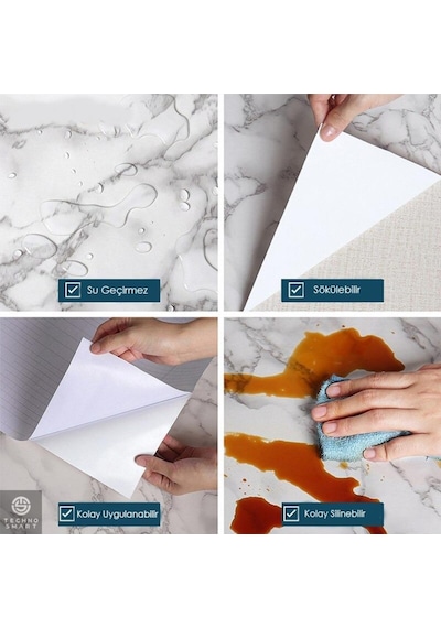 Trendpoint 60Cmx500Cm Mermer Desen Mutfak Banyo Dolap Tezgah Üstü