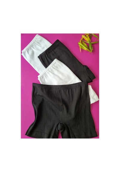Demirsa Boutique Fitilli Pamuklu Siyah, Beyaz 4'lü Kadın Şort - Külot Siyah-beyaz1