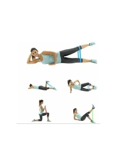 3'lü Direnç Bandı Seti, Pilates Ve Aerobik İçin Mavi Ve Orta Sertlik Açık Kırmızı