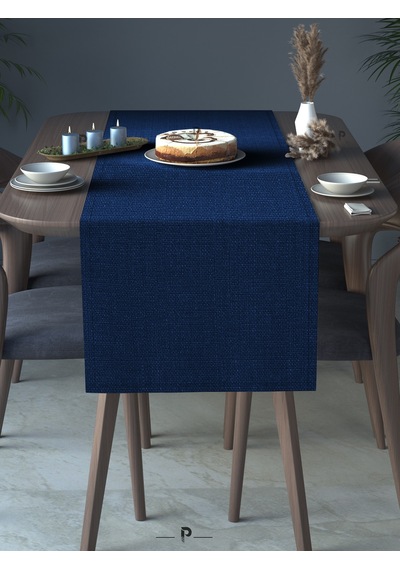 Br Perle Perle Home Keten Dokulu Runner Lacivert Renk Dekoratif Şık Runner Örtü