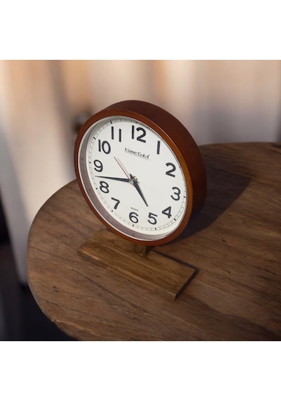 Time Gold Eskitme Ahşap Ayaklı Plastik Gövdeli Masa Saati Sessiz Akar Saniye Eskitme
