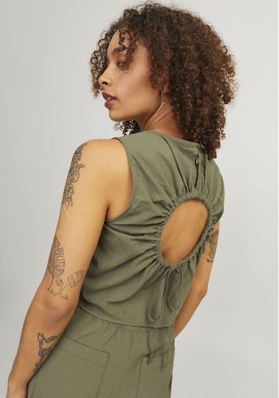 Jack & Jones Kadin Büzgülü Sirt Cut Out Detayli Bluz - Kaia 12253384 Aloe Yeşil