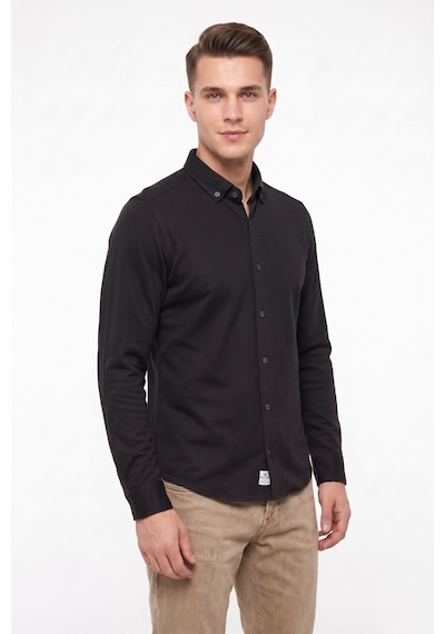 Advante Erkek Spor Slim Fit Uzun Kol Petek Dokulu Gömlek Bgl-st05483 Siyah