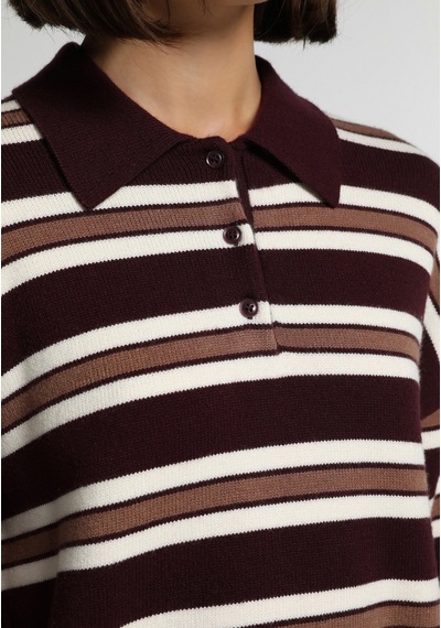 Colin's Colins Regular Fit Polo Yaka Çizgili Kadın Çok Renkli Kazak Cl1082511 Q1.v1 Mtc