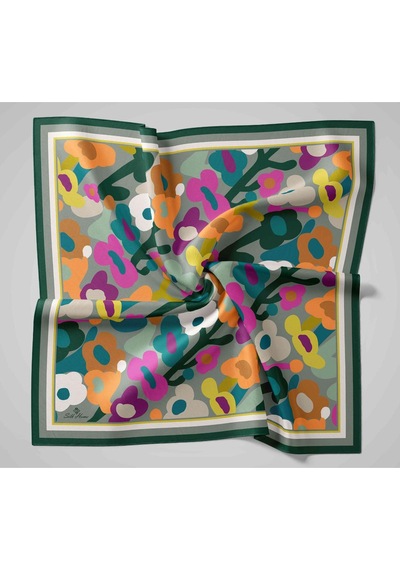 Silk Home Aura Eşarp 140003-09 Petrol Yeşili, Turuncu, Mor, Pembe