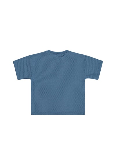 Civil Boys Çizgi Dokulu 10-13 Yaş Tişört - Mavi Koyu İndigo