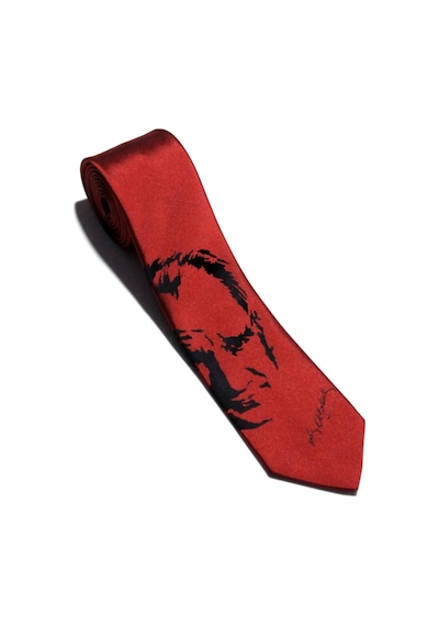 Atatürk Imzalı Bordo Kravat Açık Gri