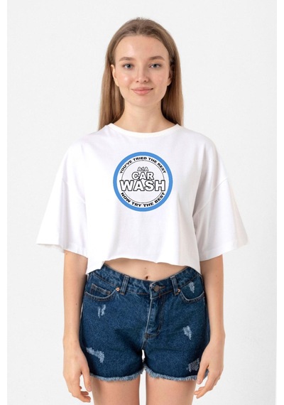 Breaking Bad A1a Car Wash Beyaz Kadın Crop Tshirt Beyaz