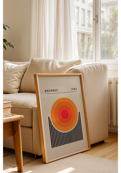Bauhaus 1923 Turuncu Detaylı Dekoratif Poster Tablo Ahşap Çerçeveli