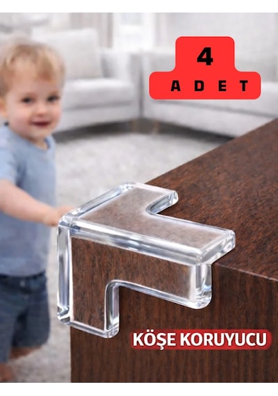 Mucit Home 4 Lü Set Silikon Şeffaf Masa Kenarı Koruma Aparatı Şeffaf