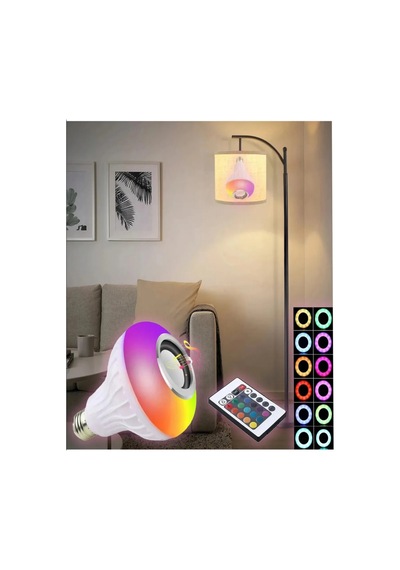 Bluetooth Hoparlör Ampul Rgb Led Işıklı 12w Led Lamba Uzaktan Kumandalı Müzik Çalar