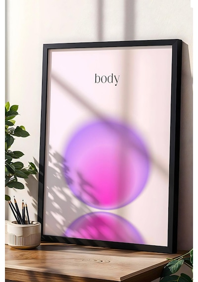 Body Aura Çerçeveli Tablo Pembe Mor Aura Enerji Renkleri