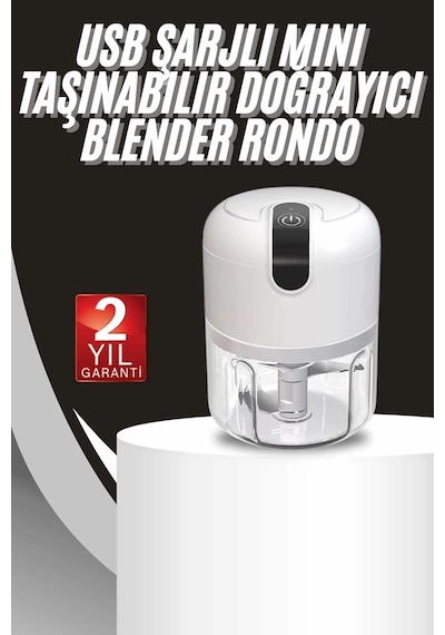 Mini Doğrayıcı Rondo Taşınabilir Mini El Blender Paslanmaz Çelik Renkli
