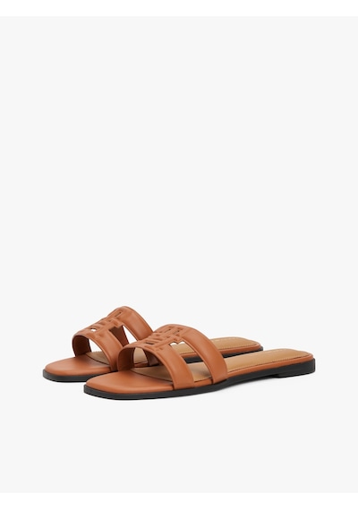 Tommy Hilfiger Th Logo Strap Mule Kadın Kahverengi Sandalet - Fw0fw08671