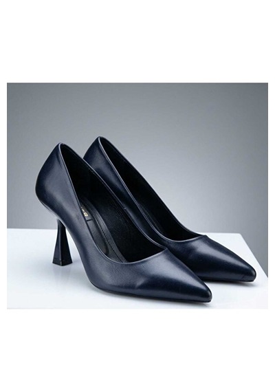Gencer Leather Hakiki Deri Stiletto Ayakkabı Siyah Siyah