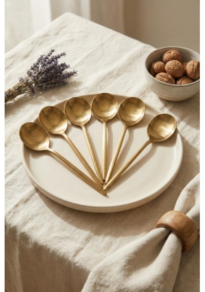 6'lı Lüks Gold Paslanmaz Çelik Yemek Kaşığı Seti 21 Cm Diğer