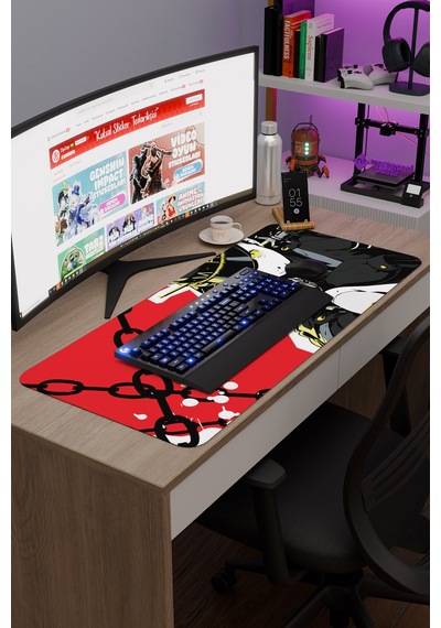 Persona 5 Kaymaz Dikişli Kauçuk Oyuncu Mousepad V5 - 90x40 Xxl Gaming Mouse Pad Fare Altlığı