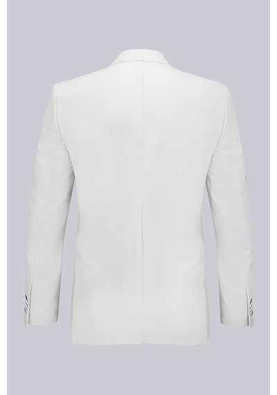 Hatemoğlu Bej Slim Fit Çizgili Mono Yaka Takım Elbise