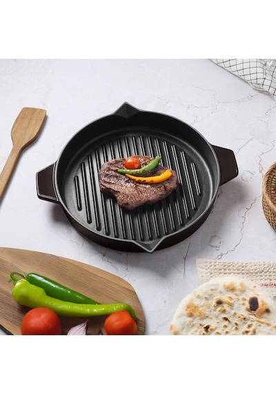 Aryıldız Duo Cast Bombe Grill Tava Kahverengi 30 Cm Renkli