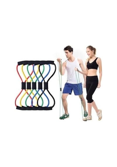 Slipt Egzersiz Spor Pilates Yumuşak Sünger Saplı Direnç Lastiği, Mor Açık Bej