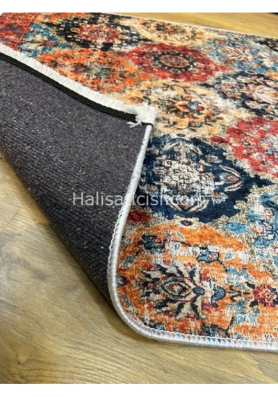 Salerno Çamaşır Makinesinde Yıkanabilir Kilim Halı Hs1018 Çok Renkli