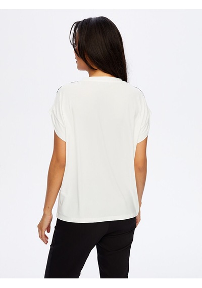 Omuzu Zincir Detaylı Modelli Tshirt W26tsh091 Uw26tsh09173 Ekru