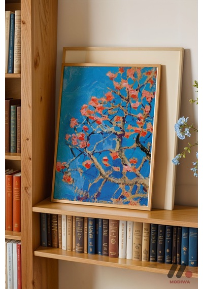 Van Gogh Badem Çiçeği, Ahşap Çerçeveli Duvar Tablosu - Modern Ev Dekorasyonu