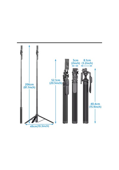 Selfie Stick 360 Derece Bluetooth Kumandalı Selfie Çubuğu Tripod Monopod