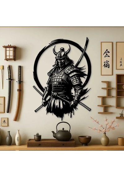 Samuray Figürlü Dekoratif Duvar Tablosu - Modern Ve Şık 3d Duvar Sanatı 25 Cm