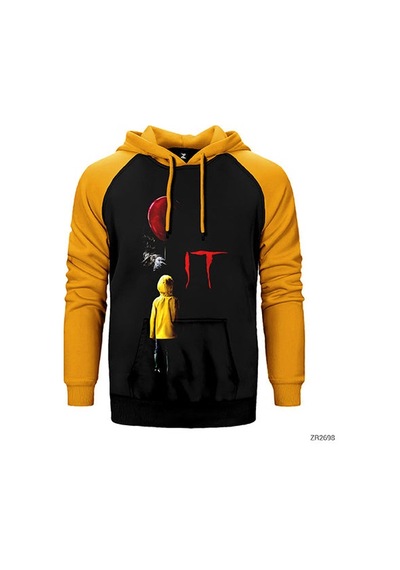 It Child And Balloon Sarı Renk Reglan Kol Sweatshirt / Hoodie