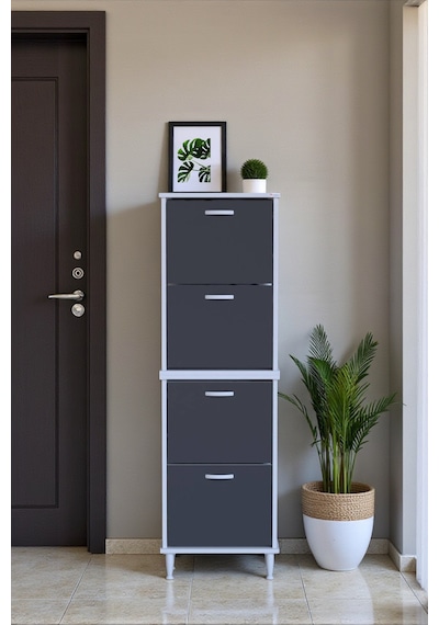 Eliusta Elenio 52 Cm Genişlik Antrasit Renk Ayaklı 4 Kapaklı Ayakkabılık 52x168x26 Cm Ayakkabılık Antrasit Eliusta Elenio 52 Cm Genişlik Antrasit Renk Ayaklı 4 Kapaklı Ayakkabılık 52x168x26 Cm Ayakkabılık Antrasit
