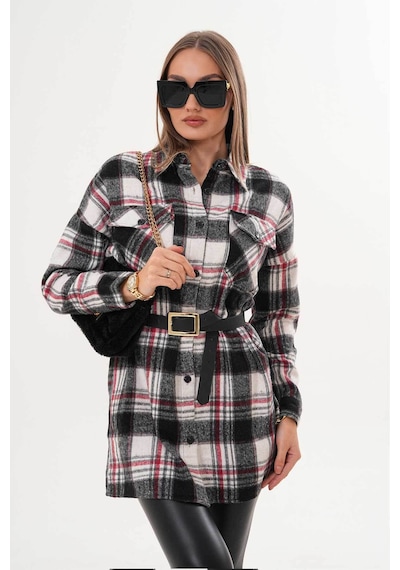 Polologin Butik Kadın Siyah Beyaz Kırmızı Çizgi Detaylı Araboy Spor Gömlek Çok Renkli Polologin Butik Kadın Siyah Beyaz Kırmızı Çizgi Detaylı Araboy Spor Gömlek Çok Renkli