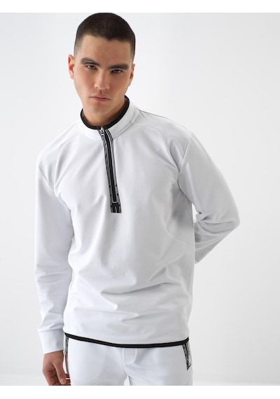 Xint Beyaz Pamuk Dokulu Slim Fit Sweatshirt 300328