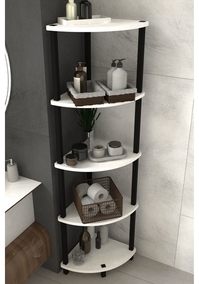 Decoline Banyo Rafı 5 Katlı Moblen Modern Organizer Depolama Ünitesi-beyaz Beyaz